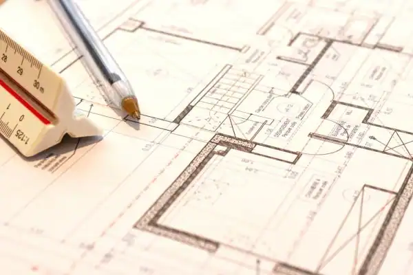 Image of architect Staines drawings